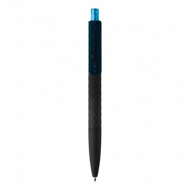 Черная ручка X3 Smooth Touch, синий с логотипом в Ставрополе заказать по выгодной цене в кибермаркете AvroraStore