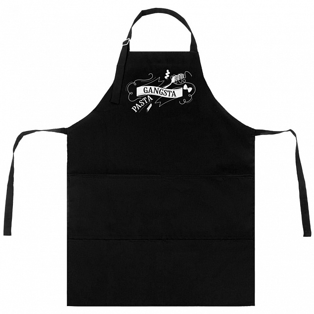 Фартук Gangsta Pasta, черный с логотипом в Ставрополе заказать по выгодной цене в кибермаркете AvroraStore