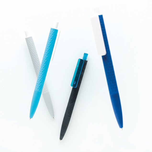 Черная ручка X3 Smooth Touch, синий с логотипом в Ставрополе заказать по выгодной цене в кибермаркете AvroraStore