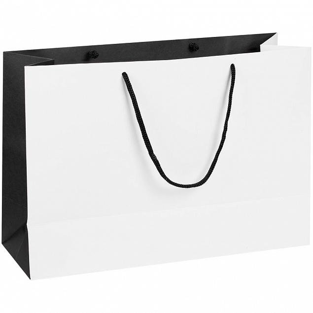 Пакет бумажный Bicolor, белый с черным с логотипом в Ставрополе заказать по выгодной цене в кибермаркете AvroraStore