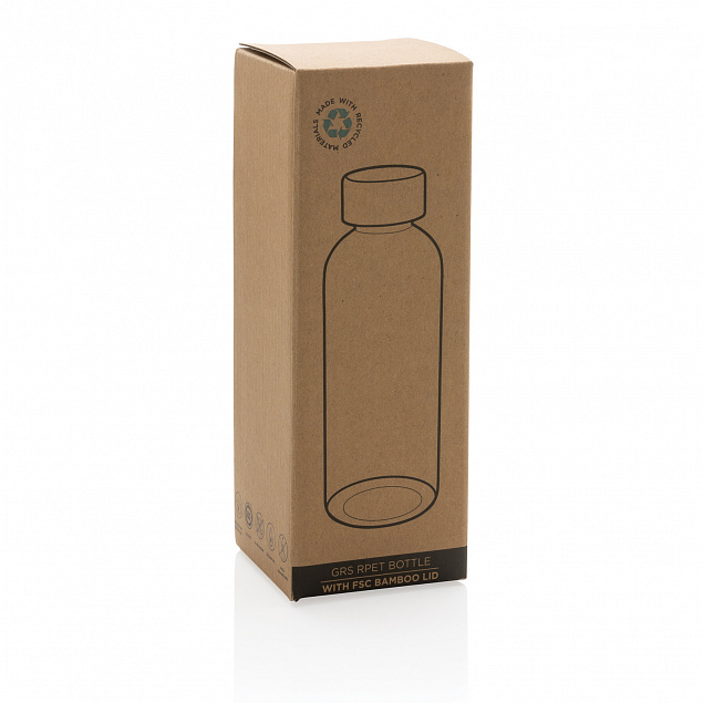Бутылка для воды из rPET (стандарт GRS) с крышкой из бамбука FSC® с логотипом в Ставрополе заказать по выгодной цене в кибермаркете AvroraStore