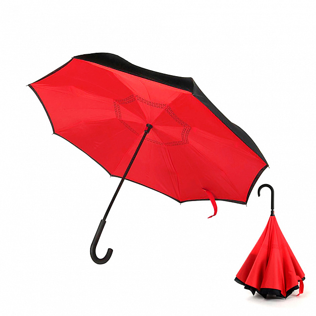 Зонт-трость механический  Chaplin, черно-красный-S с логотипом в Ставрополе заказать по выгодной цене в кибермаркете AvroraStore