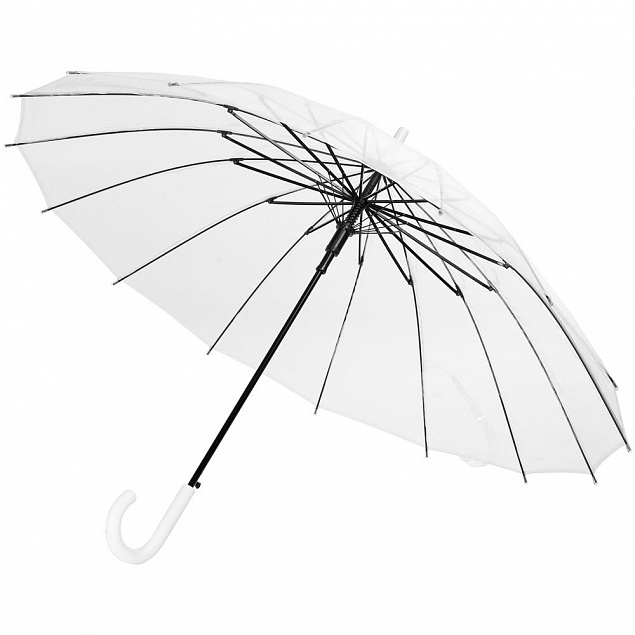 Прозрачный зонт-трость Clear 16 с логотипом в Ставрополе заказать по выгодной цене в кибермаркете AvroraStore