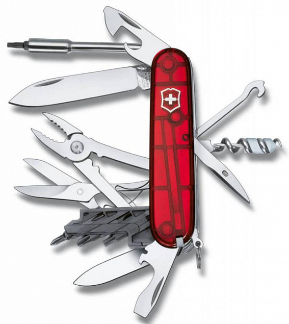Офицерский нож CyberTool L, прозрачный красный с логотипом в Ставрополе заказать по выгодной цене в кибермаркете AvroraStore