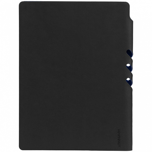 Ежедневник Flexpen Black, недатированный, черный с синим с логотипом в Ставрополе заказать по выгодной цене в кибермаркете AvroraStore