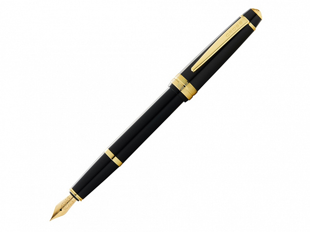 Ручка перьевая Bailey Ligh Polished Black Resin and Gold Tone, перо F с логотипом в Ставрополе заказать по выгодной цене в кибермаркете AvroraStore