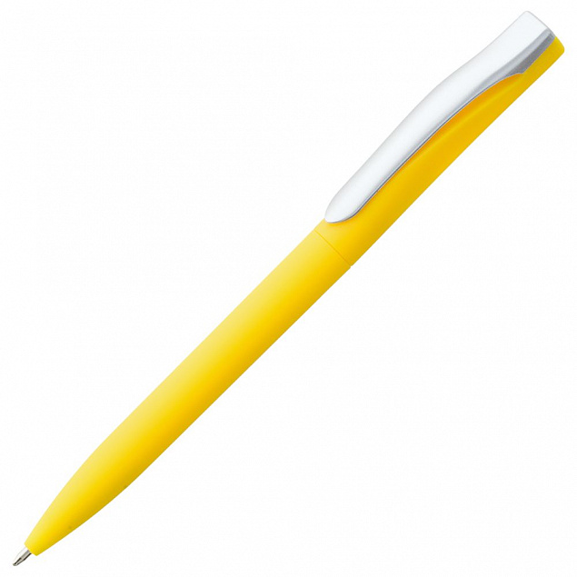 Ручка шариковая Pin Soft Touch, желтая с логотипом в Ставрополе заказать по выгодной цене в кибермаркете AvroraStore