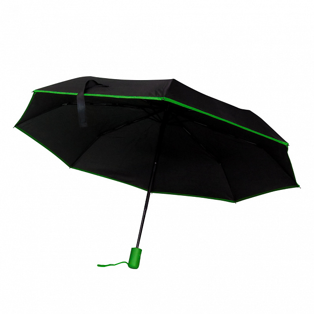 Противоштормовой автоматический зонт Line, зеленый с логотипом в Ставрополе заказать по выгодной цене в кибермаркете AvroraStore