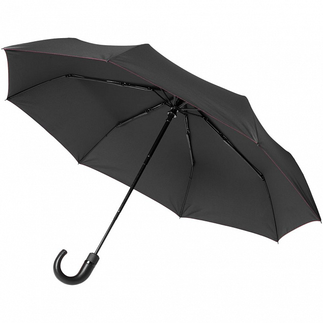 Зонт складной Lui, черный с красным с логотипом в Ставрополе заказать по выгодной цене в кибермаркете AvroraStore