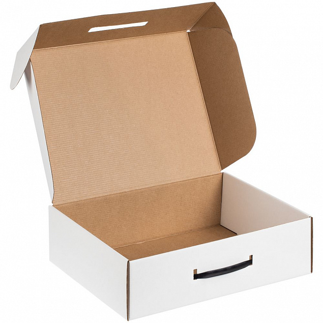 Коробка самосборная Light Case, белая, с черной ручкой с логотипом в Ставрополе заказать по выгодной цене в кибермаркете AvroraStore