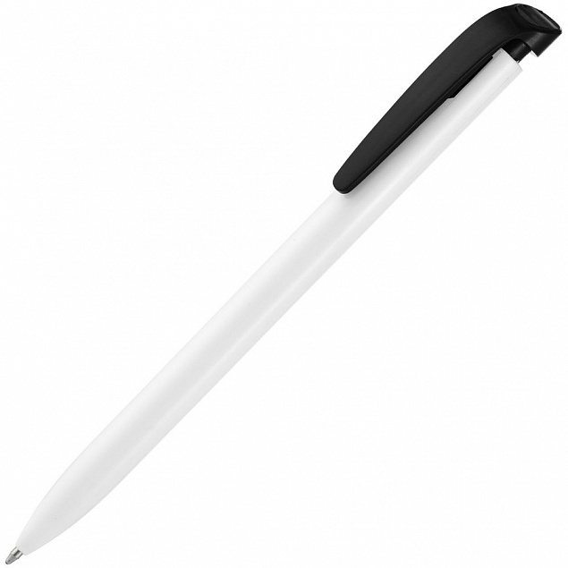 Ручка шариковая Favorite, белая с черным с логотипом в Ставрополе заказать по выгодной цене в кибермаркете AvroraStore