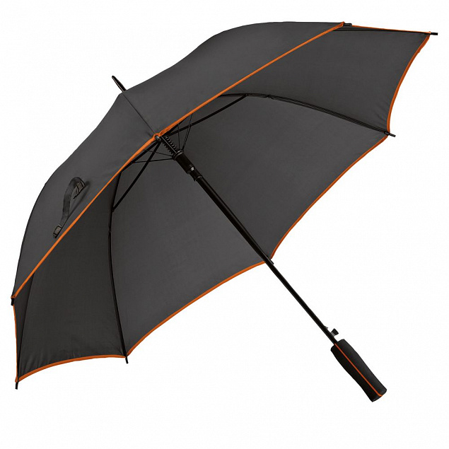 Зонт-трость Jenna, черный с оранжевым с логотипом в Ставрополе заказать по выгодной цене в кибермаркете AvroraStore