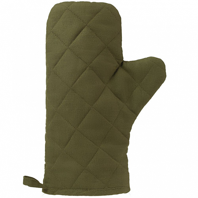 Прихватка-рукавица «Большой шеф», темно-зеленая с логотипом в Ставрополе заказать по выгодной цене в кибермаркете AvroraStore