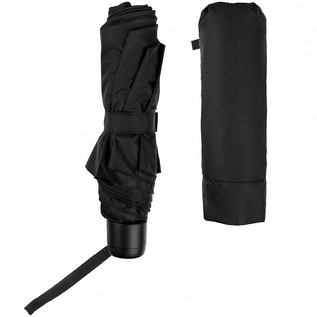 Зонт складной Hit Mini ver.2, черный с логотипом в Ставрополе заказать по выгодной цене в кибермаркете AvroraStore