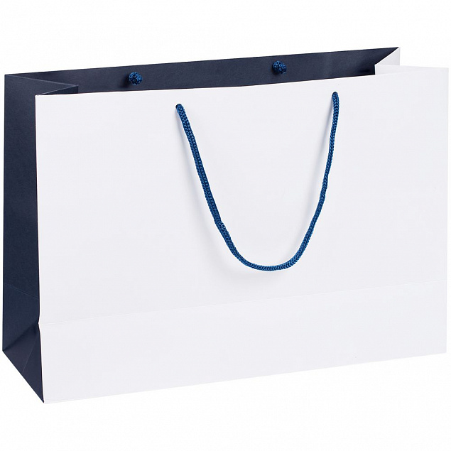 Пакет бумажный Bicolor, белый с синим с логотипом в Ставрополе заказать по выгодной цене в кибермаркете AvroraStore