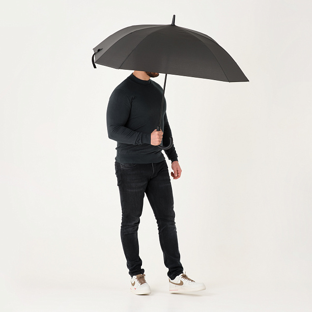 Зонт-трость с квадратным куполом, Mistral, черный с логотипом в Ставрополе заказать по выгодной цене в кибермаркете AvroraStore