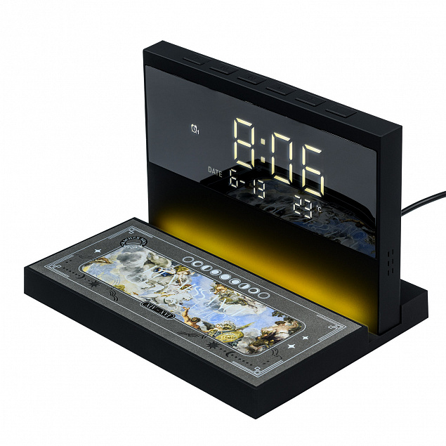 Настольные часы с подсветкой и беспроводной зарядкой 15W Glory Renaissance с логотипом в Ставрополе заказать по выгодной цене в кибермаркете AvroraStore