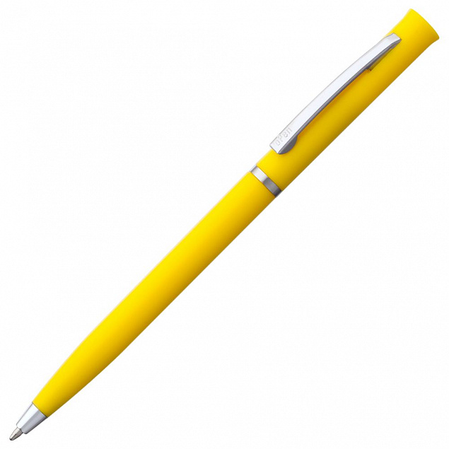 Ручка шариковая Euro Chrome, желтая с логотипом в Ставрополе заказать по выгодной цене в кибермаркете AvroraStore