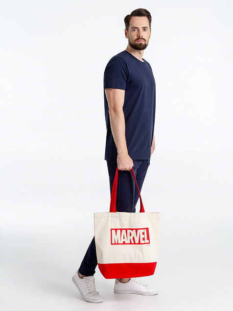 Холщовая сумка Marvel, красная с логотипом в Ставрополе заказать по выгодной цене в кибермаркете AvroraStore