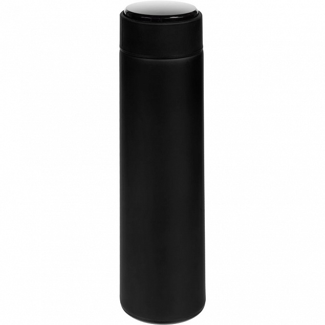 Смарт-бутылка с заменяемой батарейкой Long Therm Soft Touch, черная с логотипом в Ставрополе заказать по выгодной цене в кибермаркете AvroraStore