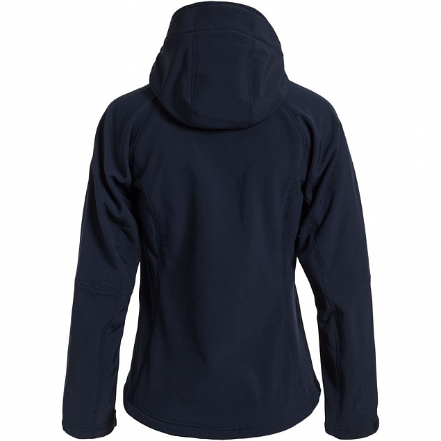 Куртка женская Hooded Softshell темно-синяя с логотипом в Ставрополе заказать по выгодной цене в кибермаркете AvroraStore