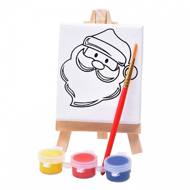 Набор для раскраски  "Дед Мороз":холст,мольберт,кисть, краски 3шт с логотипом в Ставрополе заказать по выгодной цене в кибермаркете AvroraStore