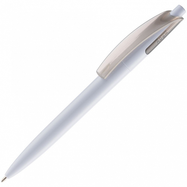 Ручка шариковая Bento, белая с серым с логотипом в Ставрополе заказать по выгодной цене в кибермаркете AvroraStore