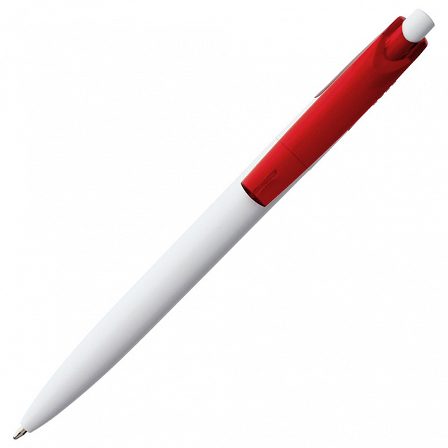 Ручка шариковая Bento, белая с красным с логотипом в Ставрополе заказать по выгодной цене в кибермаркете AvroraStore