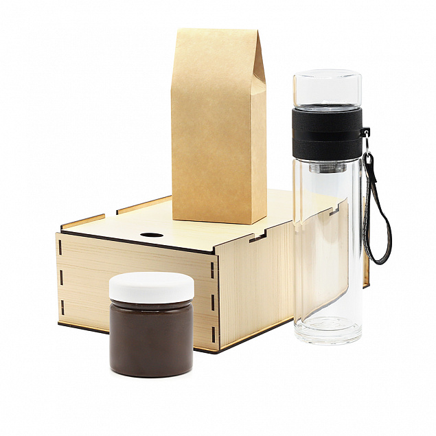 Подарочный набор Миеле, (чёрный чай, мед цветочный взбитый с фундуком и какао) с логотипом в Ставрополе заказать по выгодной цене в кибермаркете AvroraStore
