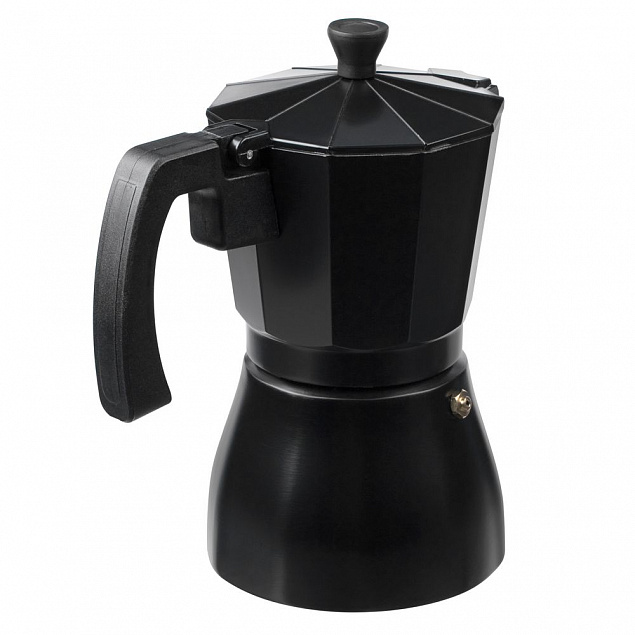 Гейзерная кофеварка Siena, черная с логотипом в Ставрополе заказать по выгодной цене в кибермаркете AvroraStore