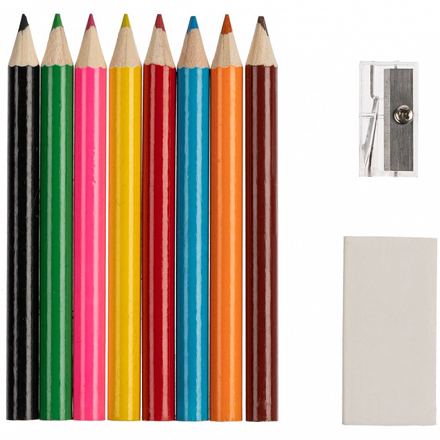 Набор Hobby с цветными карандашами, ластиком и точилкой, белый с логотипом в Ставрополе заказать по выгодной цене в кибермаркете AvroraStore