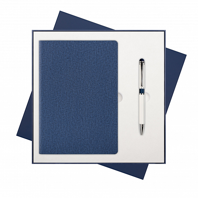 Подарочный набор Tweed/Arctic, синий (ежедневник недат А5, ручка) с логотипом в Ставрополе заказать по выгодной цене в кибермаркете AvroraStore