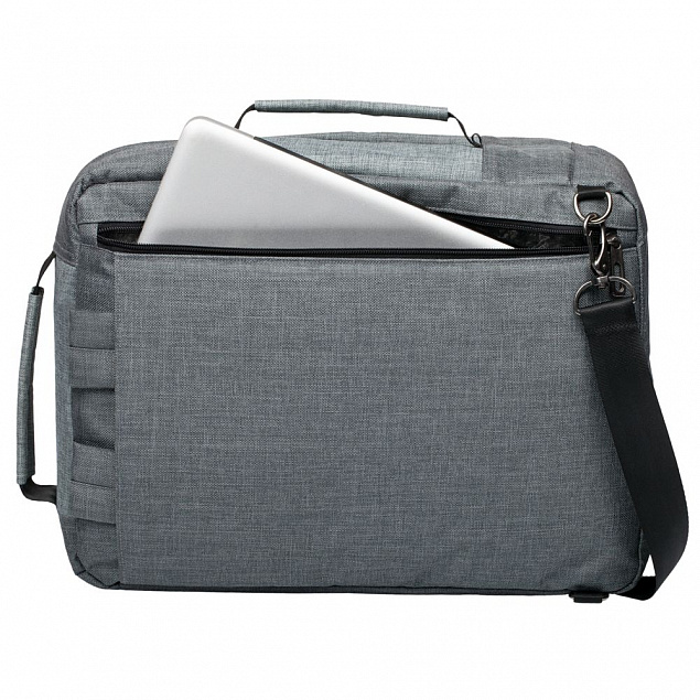 Рюкзак для ноутбука 2 в 1 twoFold, серый с темно-серым с логотипом в Ставрополе заказать по выгодной цене в кибермаркете AvroraStore