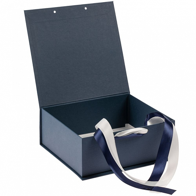 Коробка на лентах Tie Up, малая, синяя с логотипом в Ставрополе заказать по выгодной цене в кибермаркете AvroraStore