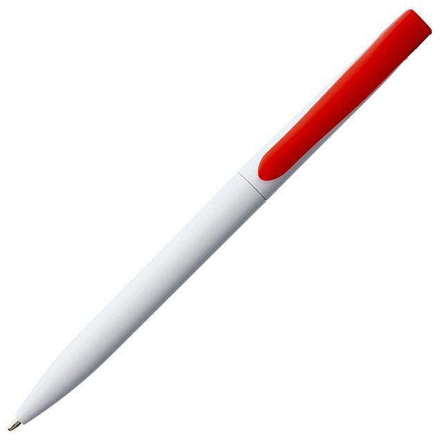 Ручка шариковая Pin, белая с красным с логотипом в Ставрополе заказать по выгодной цене в кибермаркете AvroraStore