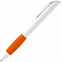 Ручка шариковая Grip, белая с оранжевым с логотипом в Ставрополе заказать по выгодной цене в кибермаркете AvroraStore