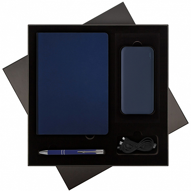 Подарочный набор Star синий (ежедневник, ручка, аккумулятор) с логотипом в Ставрополе заказать по выгодной цене в кибермаркете AvroraStore