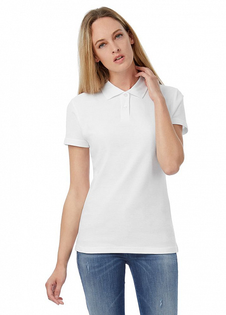 Рубашка поло женская ID.001 белая с логотипом в Ставрополе заказать по выгодной цене в кибермаркете AvroraStore