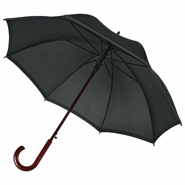 Зонт-трость светоотражающий Reflect, черный с логотипом в Ставрополе заказать по выгодной цене в кибермаркете AvroraStore