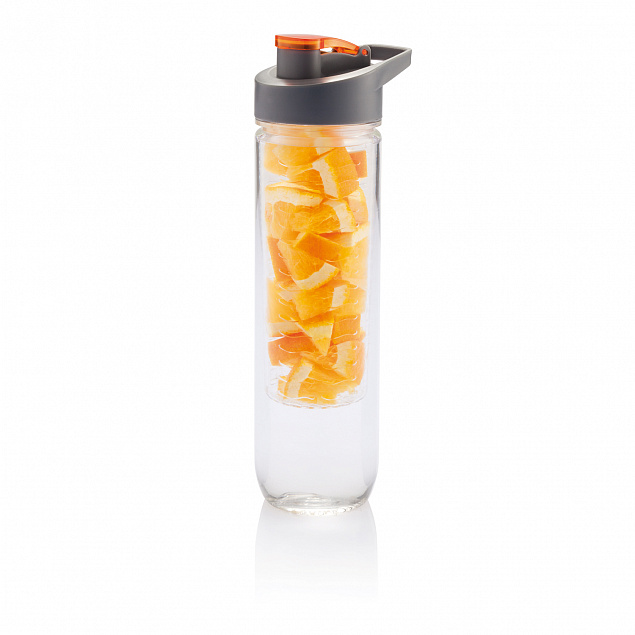 Бутылка для воды Tritan с контейнером для фруктов, 800 мл, оранжевый с логотипом в Ставрополе заказать по выгодной цене в кибермаркете AvroraStore