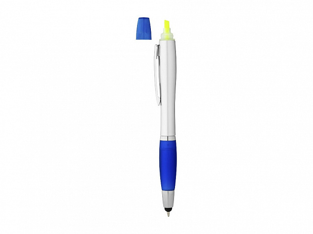 Ручка-стилус Nash с маркером, синий классический/серебристый с логотипом в Ставрополе заказать по выгодной цене в кибермаркете AvroraStore