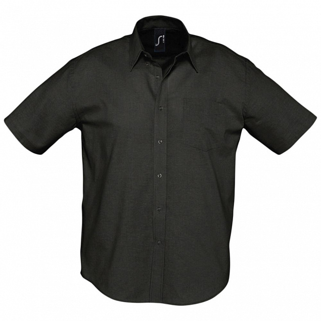 Рубашка мужская с коротким рукавом BRISBANE, черная с логотипом в Ставрополе заказать по выгодной цене в кибермаркете AvroraStore