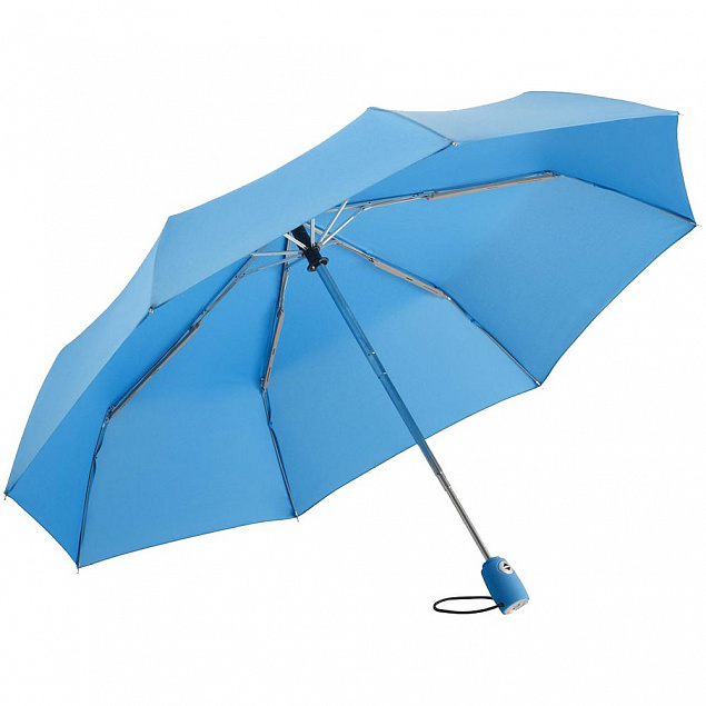 Зонт складной AOC, голубой с логотипом в Ставрополе заказать по выгодной цене в кибермаркете AvroraStore