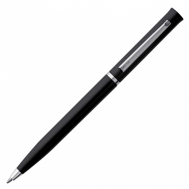 Ручка шариковая Euro Chrome, черная с логотипом в Ставрополе заказать по выгодной цене в кибермаркете AvroraStore