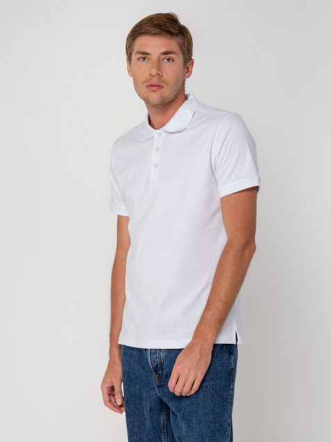 Рубашка поло мужская Virma Stretch, белая с логотипом в Ставрополе заказать по выгодной цене в кибермаркете AvroraStore