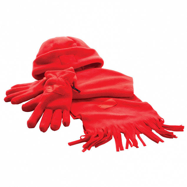 Набор "Зима" (шапка, шарф, перчатки), красный с логотипом в Ставрополе заказать по выгодной цене в кибермаркете AvroraStore
