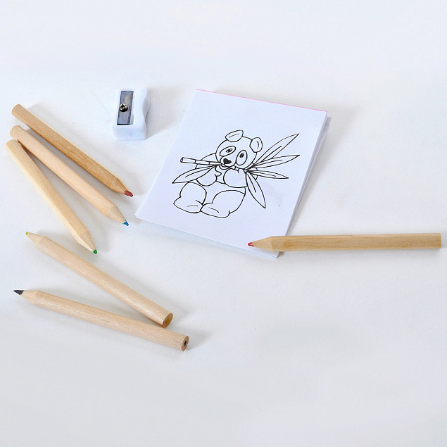 Набор цветных карандашей с раскрасками и точилкой "Figgy", 7,4х9х1,5см, дерево, картон, бумага с логотипом в Ставрополе заказать по выгодной цене в кибермаркете AvroraStore