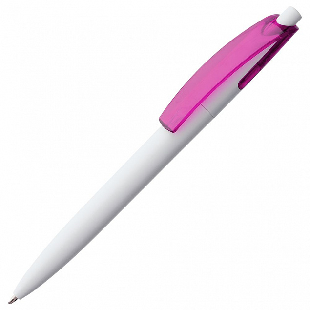 Ручка шариковая Bento, белая с розовым с логотипом в Ставрополе заказать по выгодной цене в кибермаркете AvroraStore