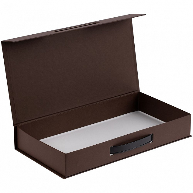 Коробка с ручкой Platt, коричневая с логотипом в Ставрополе заказать по выгодной цене в кибермаркете AvroraStore