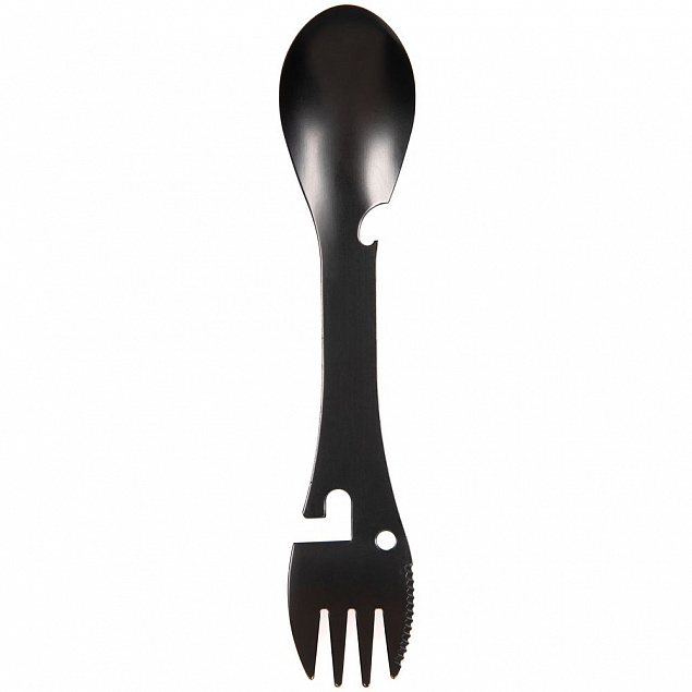 Походный столовый прибор Full Spoon, черный с логотипом в Ставрополе заказать по выгодной цене в кибермаркете AvroraStore